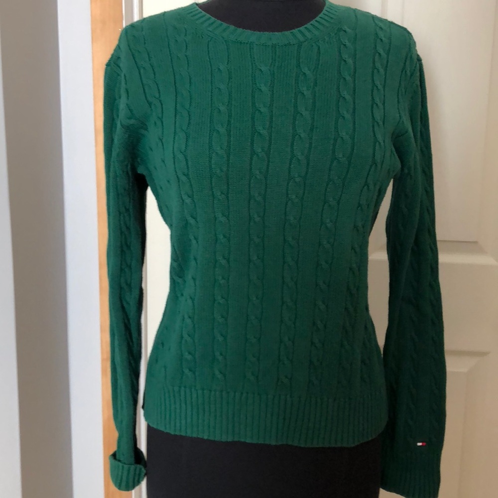 Tommy Hilfiger green cotton sleeve sweater size LG